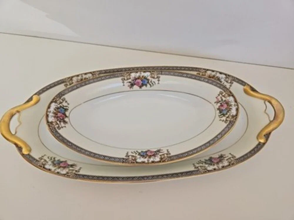 Serving Dishes - Noritake Grasmere Serving Platter Celery And Bowl